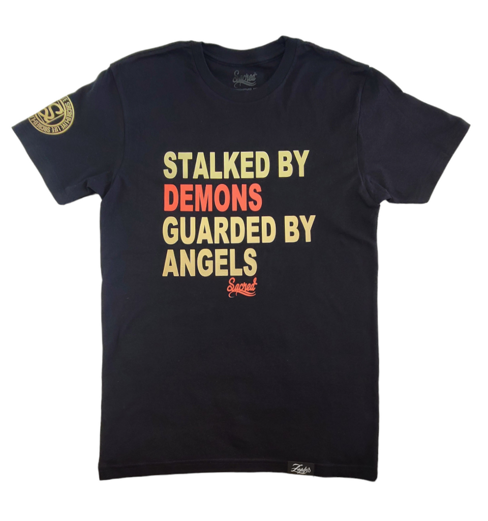 Guarded by Angels Tee | Black and Gold